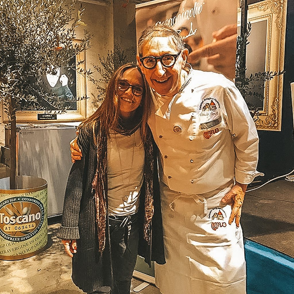 Valeria Servello con il gelatiere Vetulio Bondi – storytelling per il food e brand identity per artigiani del gusto.